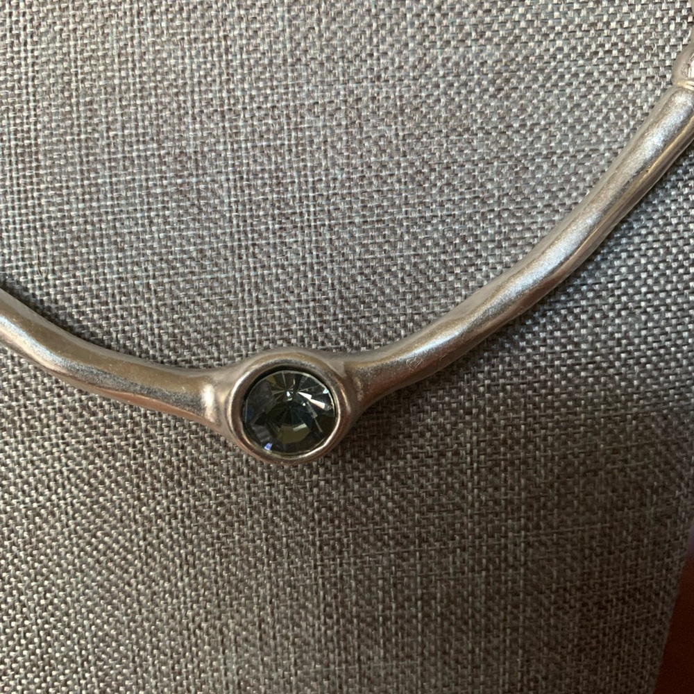 Sterling 925 necklace  choker with center cut crystal stone adjustable lengths